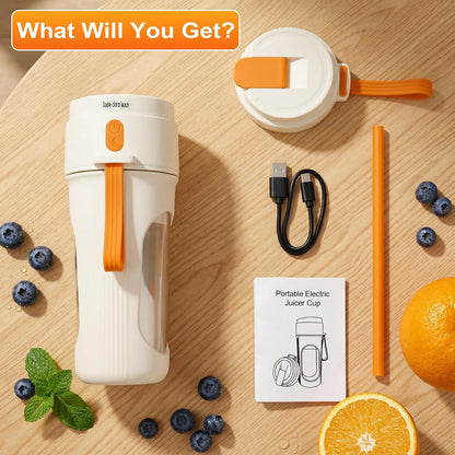 Mixeur Portable 450Ml Pour Smoothies, Mini Mixeur Puissant Avec 12 Lames En Acier Inoxydable, Couvercle Anti-Fuite Et Rechargeable Par Type-C, Léger, Sans BPA - Orange