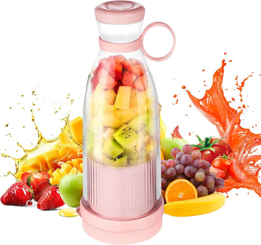 Mixeur Portable,Blender Portable,Blender À Fruits Sans Fil,Mini Juicer Électrique De 420Ml, Mini Mixeur À Smoothie,Nettoyage Automatique,Mixeur Pour Smoothies,Jus Et Shakes (Rose)